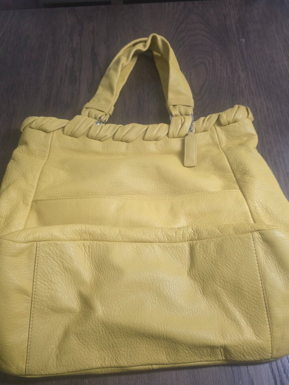 Yellow Cole Han Womens Pebbled Leather Hobo Shoulder Bag